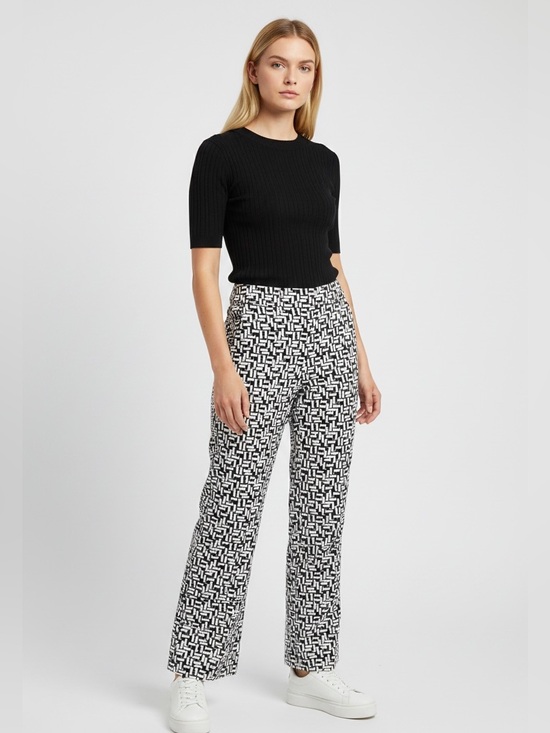 Peserico Pants - Perserico trouser straight leg ankle pant. Charcoal/white. Size 46 (US 10).